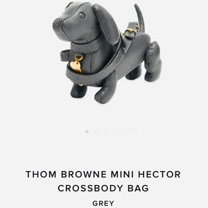 Thom Browne Mini Hector Crossbody Bag…100% dark grey pebbled calf leather